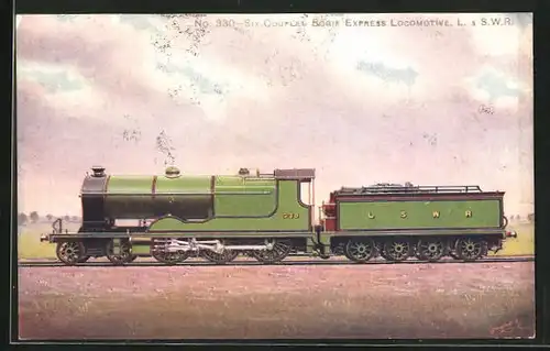 Künstler-AK No. 330, Bogie-Express Locomotive L. & S.W.R., englische Eisenbahn