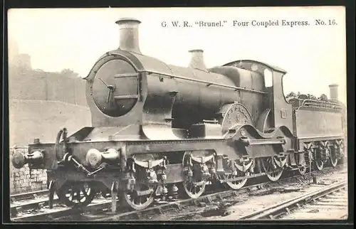 AK G. W. R. Brunel, Four Coupled Express No. 16, englische Eisenbahn