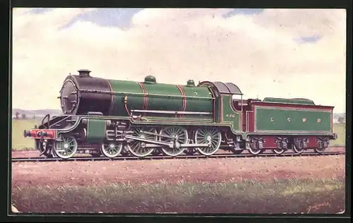 Künstler-AK 4-6-0 Express Locomotive No. 486, London & South-Western Railway, englische Eisenbahn