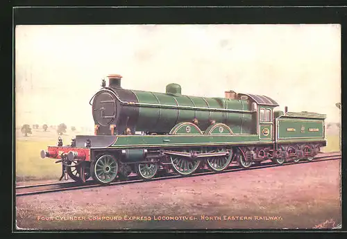 Künstler-AK Compund Express Locomotive, North Eastern Railway, englische Eisenbahn
