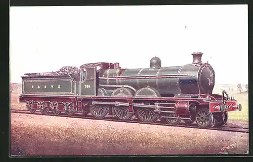Künstler-AK G. & S.W.R. No. 27, Express No. 386, englische Eisenbahn