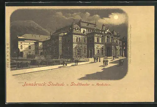 Mondschein-Lithographie Innsbruck, Stadtsäle u. Stadttheater