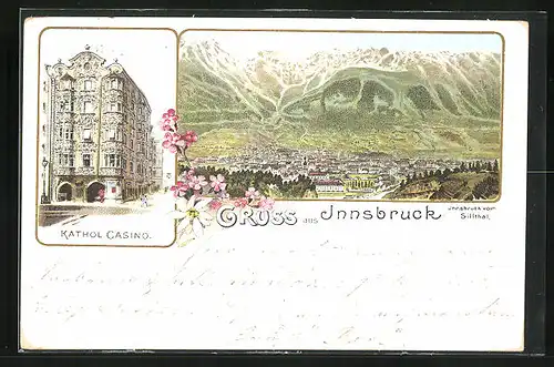 Lithographie Innsbruck, Kathol. Casino, Panorama