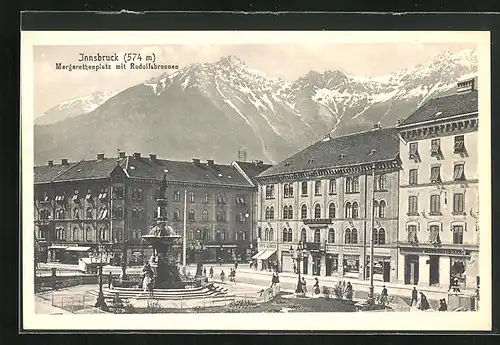 AK Innsbruck, Margarethenpatz mit Rudolfsbrunnen