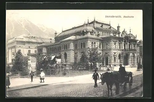 AK Innsbruck, Blick auf Stadtsäle mit Kutsche