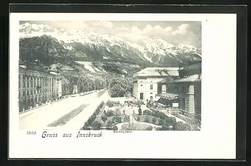 AK Innsbruck, Rennplatz mit Bergkulisse