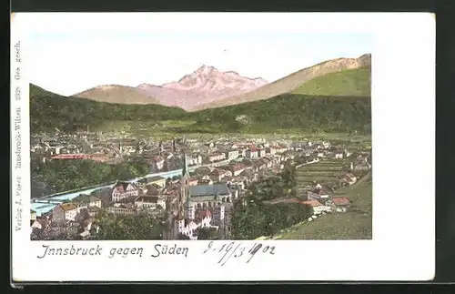 AK Innsbruck, Panorama mit Stadt und Bergkulisse