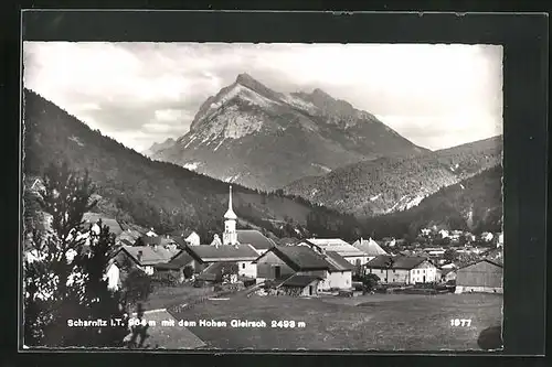 AK Scharnitz, Panorama mit Ort und dem Hohen Gleirsch
