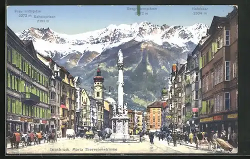 AK Innsbruck, Blick in die Maria - Theresienstrasse