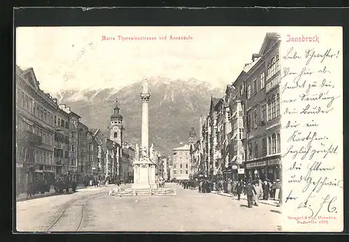 AK Innsbruck, Maria - Theresienstrasse und Annasäule