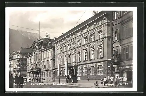 AK Innsbruck, Hotel Landhaus und Taxis-Palais mit Geschäft