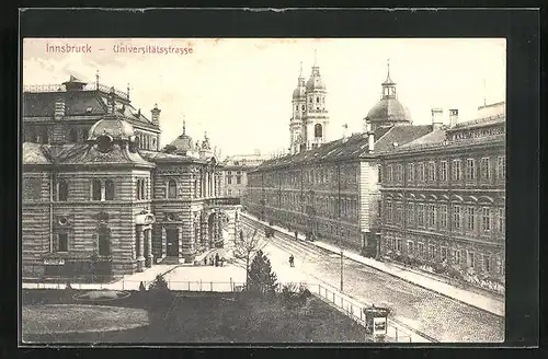 AK Innsbruck, Universitätsstrasse mit Litfasssäule