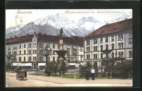 AK Innsbruck, Margarethenplatz mit Rudolphsbrunnen