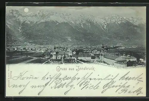 Mondschein-AK Innsbruck, Teilansicht
