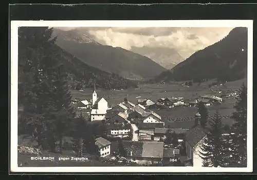 AK Bichlbach, Ortsansicht gegen Zugspitze