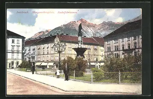 AK Innsbruck, Margarethenplatz mit Rudolfsbrunnen