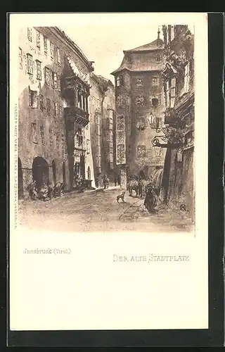 Künstler-AK Innsbruck, Der alte Stadtplatz