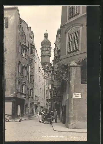 AK Innsbruck, Gasse mit Turm