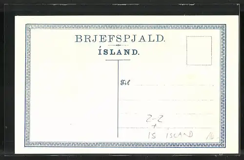 AK Island, Briefmarken von Island, Wappen mit Krone