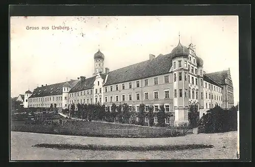 AK Ursberg, Grosses Gebäude mit Turm