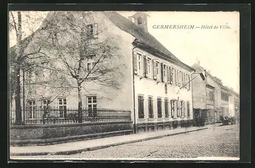 AK Germersheim, Hôtel de Ville mit Pferdewagen