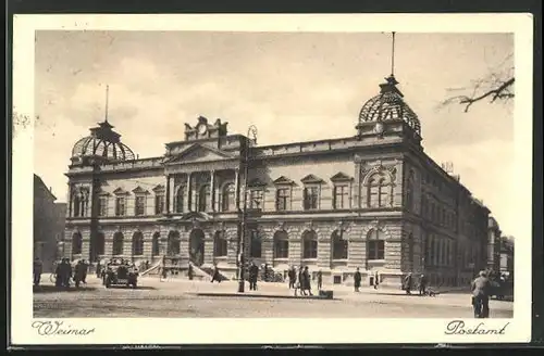 AK Weimar, Postamt mit Auto