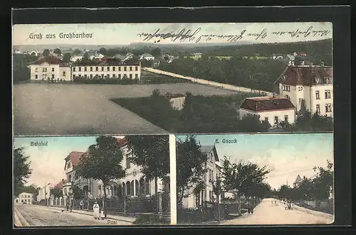 AK Grossharthau, Bahnhof, Strassenpartie