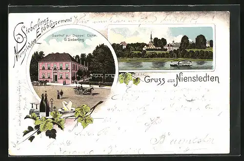 AK Nienstedten, Gasthof zur Doppel Eiche, Panorama