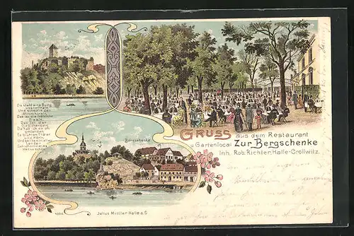 Lithographie Halle-Cröllwitz, Restaurant Zur Bergschenke Inh. Robert Richter