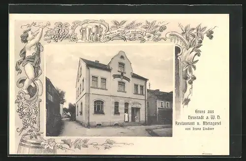 AK Neustadt a. W. N., Restaurant und Metzgerei von Franz Lindner