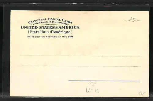 AK USA, Briefmarken und Wappen
