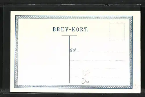 AK Dänemark, Briefmarken, Wappen und Landkarte