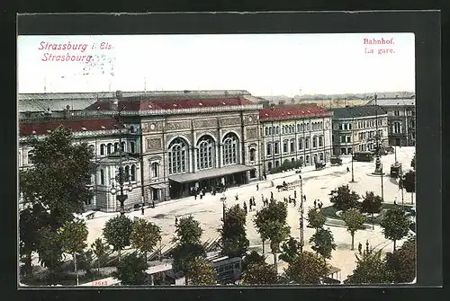 AK Strassburg, Blick auf den Bahnhof