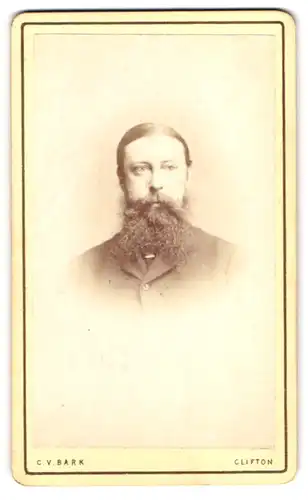 Fotografie C. Voss Bark, Bristol-Clifton, Portrait bürgerlicher Herr mit Vollbart