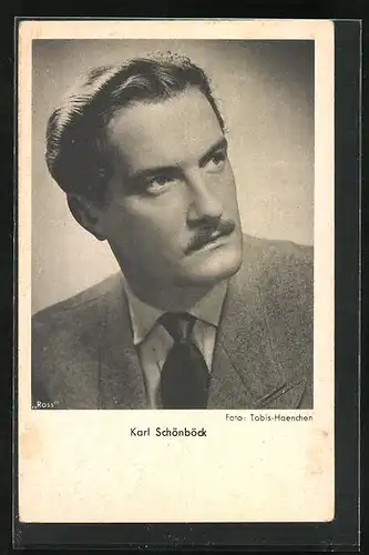 AK Schauspieler Karl Schönböck im Anzug zur Seite blickend