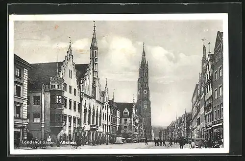 AK Landshut, Blick auf Teil der Altstadt-Strasse