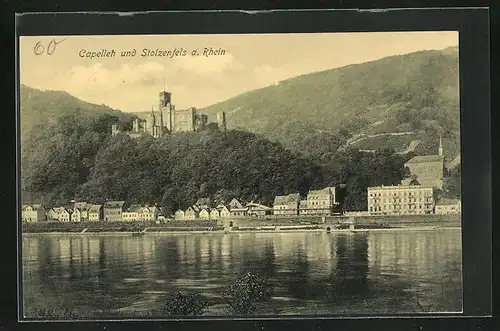 AK Stolzenfels, Blick auf Capellen und Ort am Rhein
