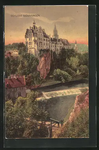 AK Sigmaringen, Schloss im Abendrot