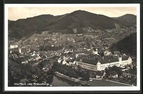 AK Wolfach, Ortsansicht vom Kreuzberg