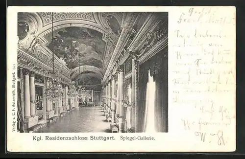 AK Stuttgart, Kgl. Residenzschloss, Spiegel-Gallerie