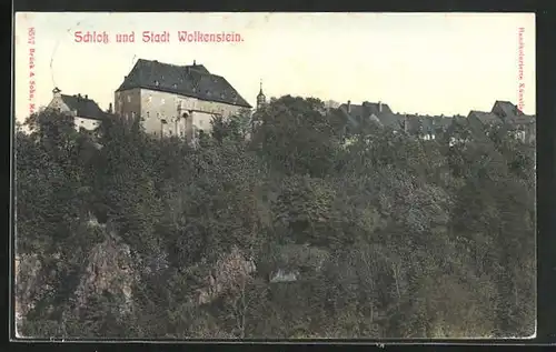 AK Wolkenstein, Ortspartie mit Schloss