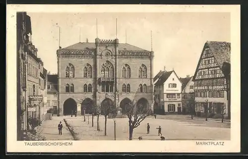 AK Tauberbischofsheim, Marktplatz mit Rathaus