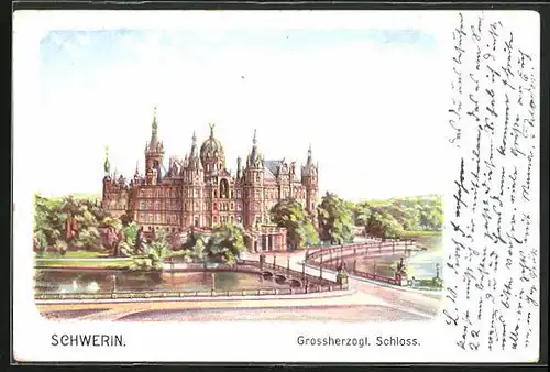 Lithographie Schwerin i. Meckl., Grossherzogl. Schloss