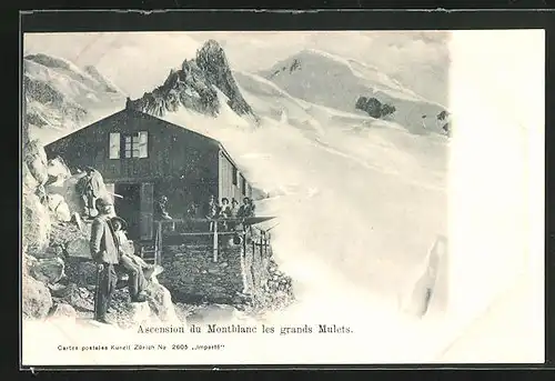 AK Berghütte am Montblanc, Ascension du Montblanc les grands Mulets