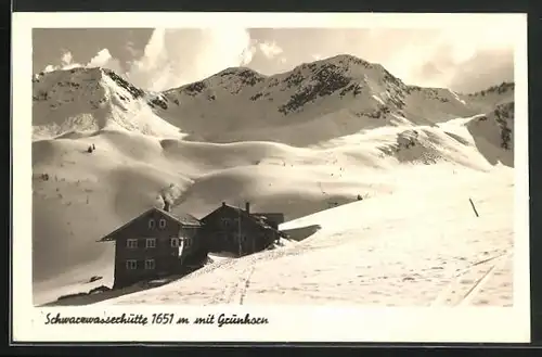 AK Schwarzwasserhütte, Berghütte mit Grünhorn