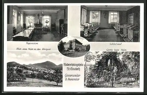 AK Gossersweiler, Kindererholungsheim St. Elisabeth, Innenansichten Tagesraum & Schlafsaal