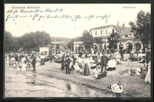 AK Möltenort, Badestrand mit Besuchern