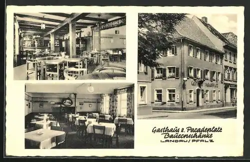 AK Landau /Pfalz, Gasthaus z. Paradenplatz, Innenansichten