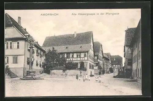 AK Amorbach, Alte Häusergruppe in der Pfarrgasse