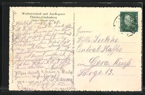 AK Thieder-Lindenberg, Gasthaus und Ausflugsort Thieder-Lindenberg
